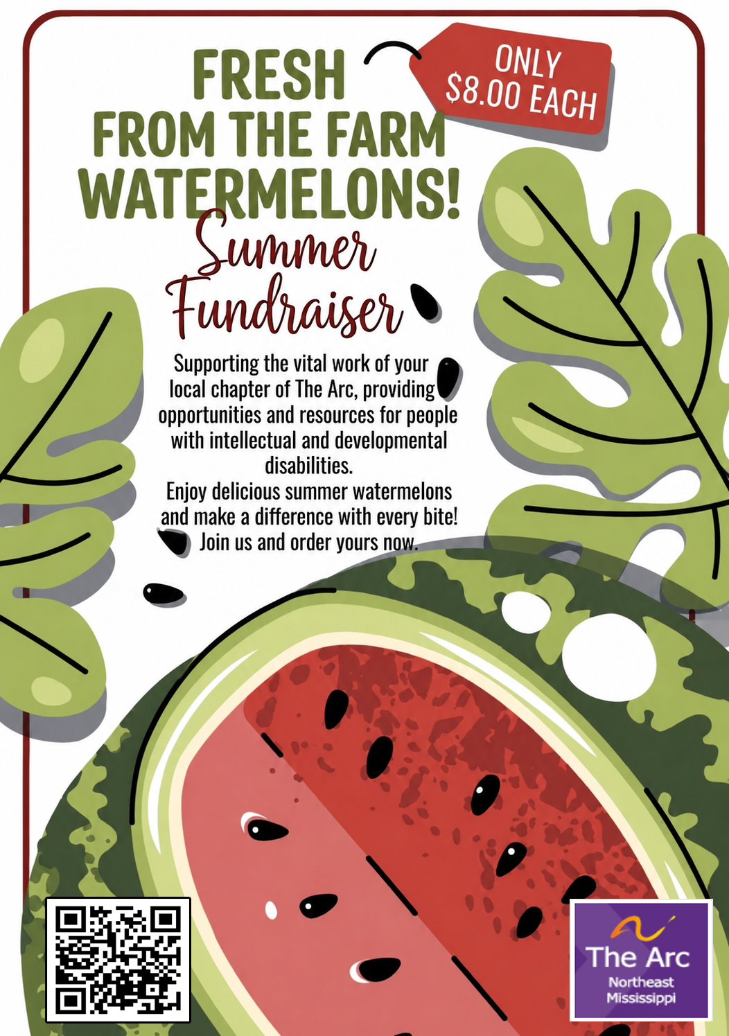 Fresh from the Farm Watermelons Summer Fundraiser flyer